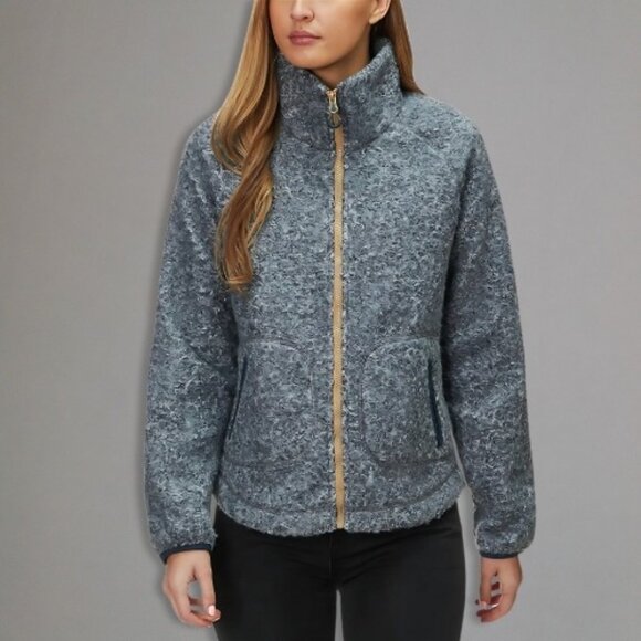 Woolrich Jackets & Blazers - Woolrich Siskiyou Sherpa Fleece Jacket Full Zip Stand Collar Gray/Navy Blue